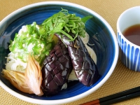 揚げ茄子とイカオクラそうめん